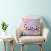 Coussin de nom Unicorne Pastel personnalisé (Chaise)