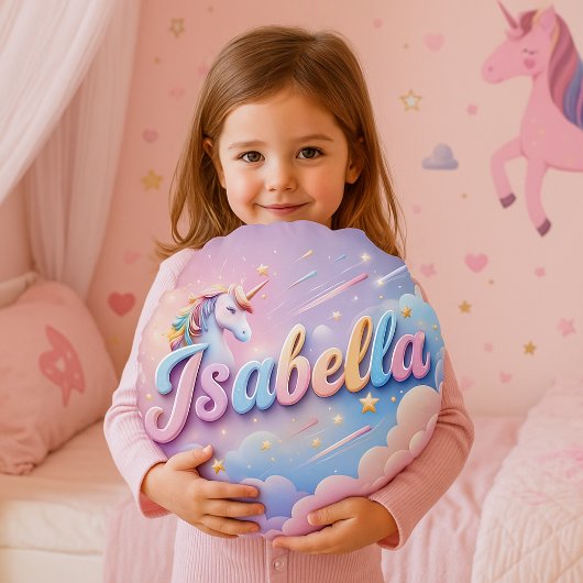Coussin de nom Unicorne Pastel personnalisé