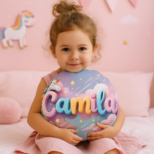 Coussin de nom Unicorne Pastel personnalisé