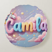 Coussin de nom Unicorne Pastel personnalisé (Devant)