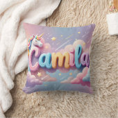 Coussin de nom Unicorne Pastel personnalisé (Couverture)