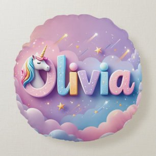 Coussin de nom Unicorne Pastel personnalisé