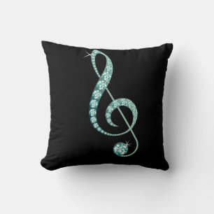 Coussin de note de musique métal or avec diamants
