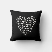 Coussin de notes musicales en forme de coeur (Arri