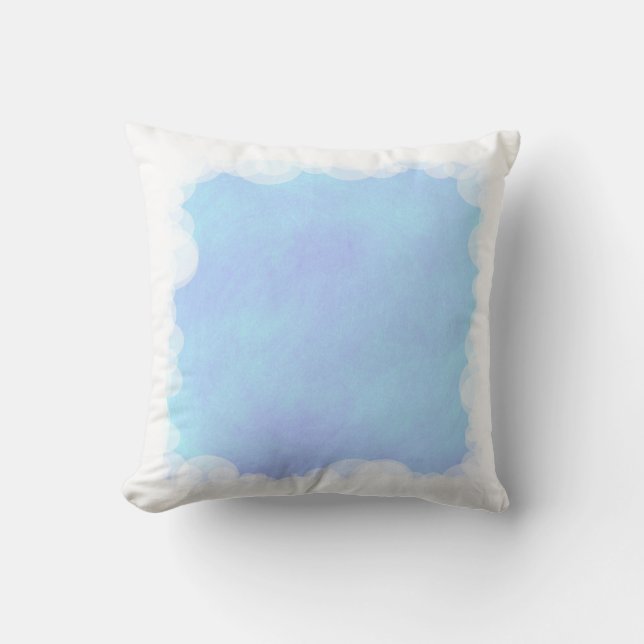 Coussin de nuages bleu clair et bulles (Recto)