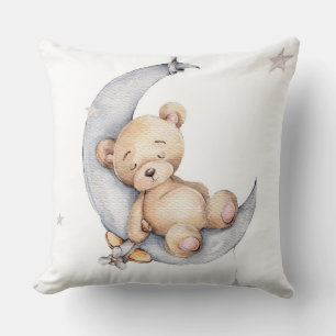 Coussin de Nursery - Bébé Ours Lune Étoiles