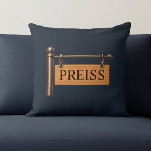 Coussin de panneau suspendu en bois avec nom de fa