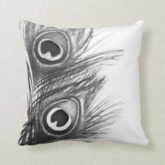 Coussin de paon - noir et blanc