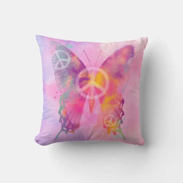 Coussin de papillon d'aquarelle personnalisé (Recto)