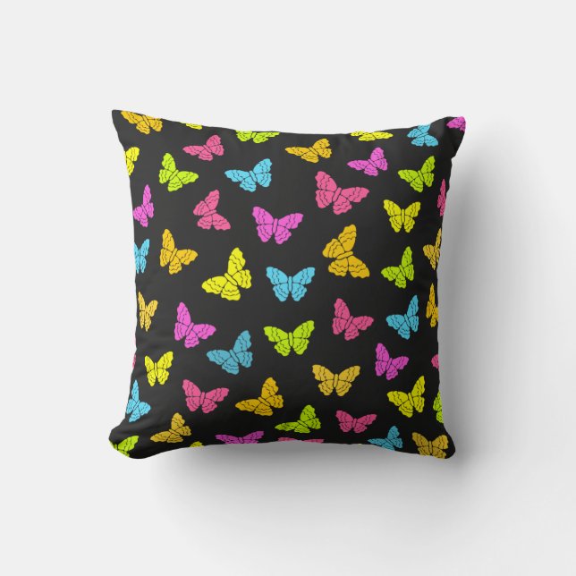 Coussin de papillons arc-en-ciel (Recto)