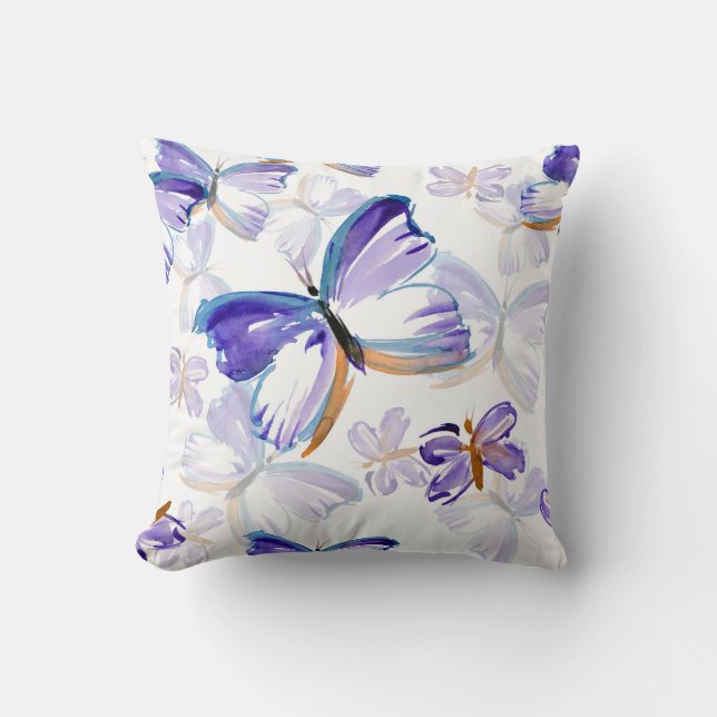 Coussin de papillons peint par pourpre (Recto)