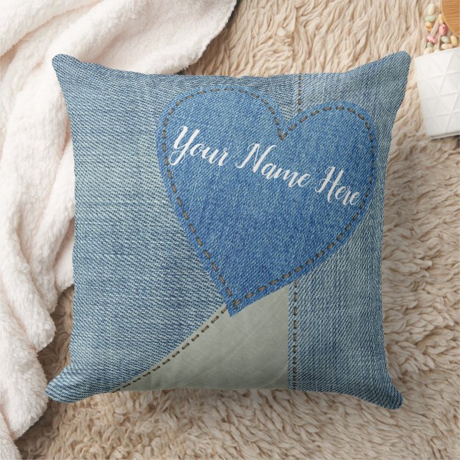 Coussin de patchs du coeur Denim (Couverture)