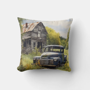 coussin de pays vintage avec ramassage et grange