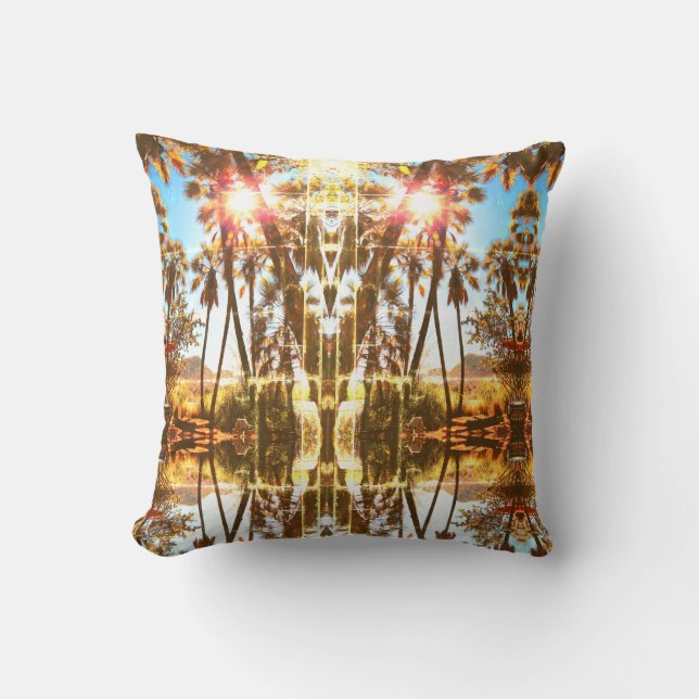 Coussin de paysage à l'arbre à palme aux vibration (Recto)