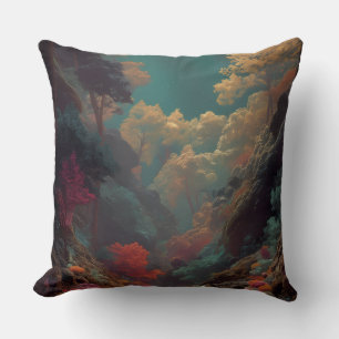 Coussin de paysage de vallée de forêt nuageuse mys