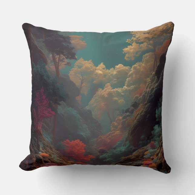 Coussin de paysage de vallée de forêt nuageuse mys (Recto)