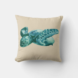 Coussin de peinture de plage de la tortue de mer