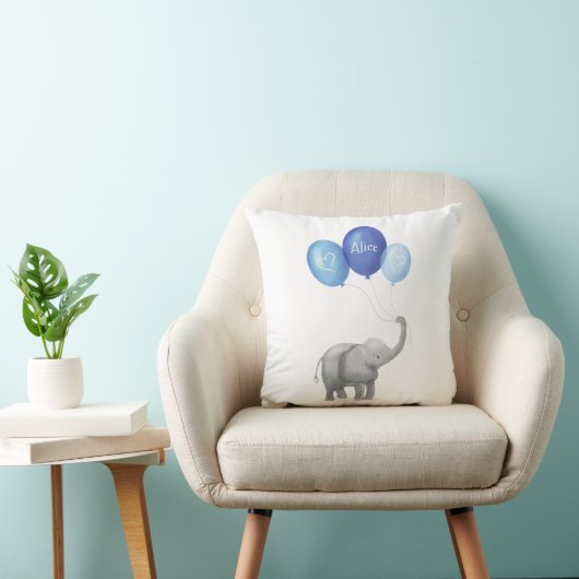 Coussin de pépinière d'éléphant mignon (bleu) (Chaise)