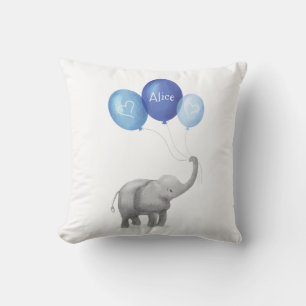 Coussin de pépinière d'éléphant mignon (bleu)