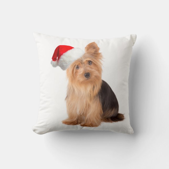 Coussin de Père Noël Yorkie (Recto)