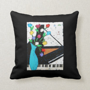 coussin de piano et de fleurs