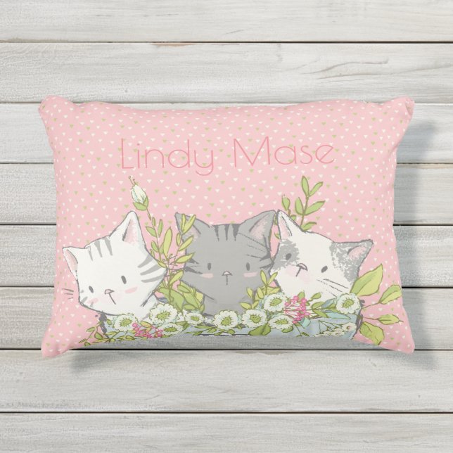 Coussin de pièce de filles de Kitty personnalisé (Devant)