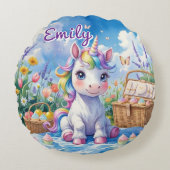 Coussin de pique-nique Unicorn rond - Nom modifiab (Devant)