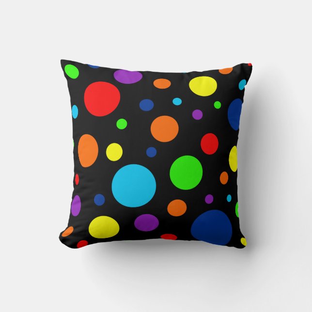 Coussin de points arc-en-ciel noirs (Recto)