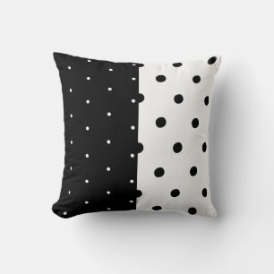 Coussin de points et de rayures noirs et blancs