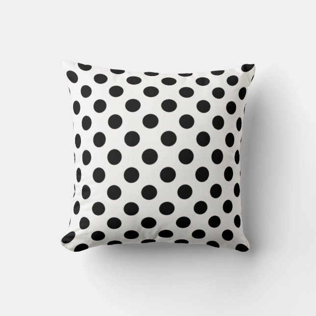 Coussin de points Polka noir et blanc (Recto)