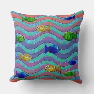 coussin de poisson en mosaïque