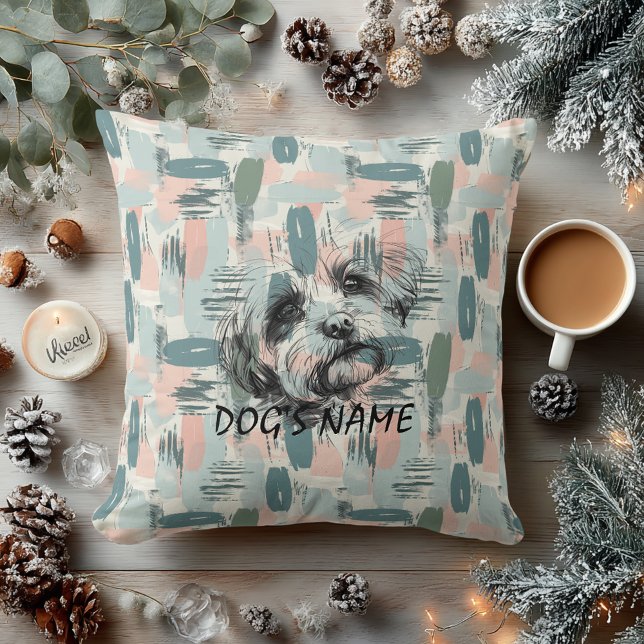 Coussin de portrait maltais personnalisé Motif Abs (Créateur téléchargé)