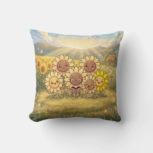 Coussin de prairie tournesol ensoleillé (Recto)