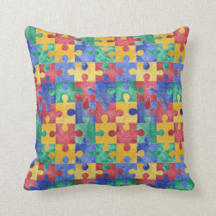 Coussin de puzzle d'aquarelle de sensibilisation