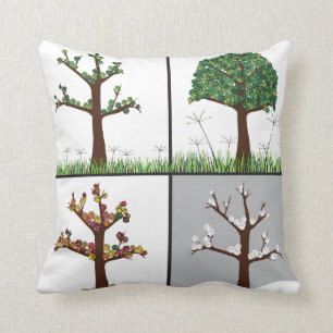 Coussin de quatre empreintes de pattes de saisons
