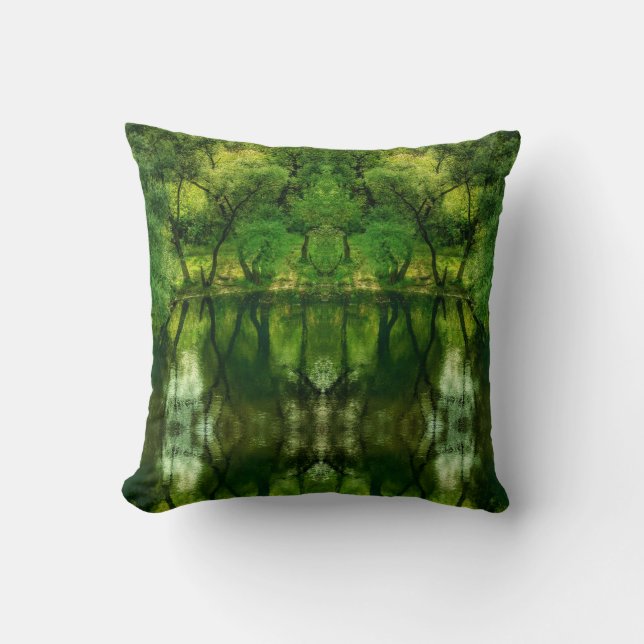Coussin de réflexions d'arbre super vert stylisé (Recto)