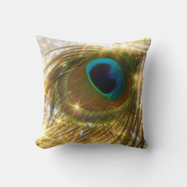 Coussin de scintillement de plume de paon (Recto)