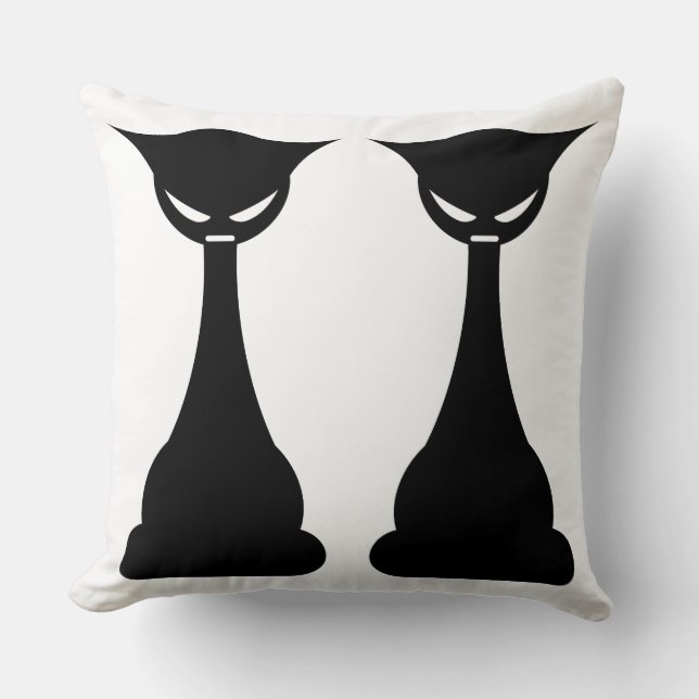 Coussin de silhouette de chat noir gothique (Recto)