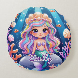 Coussin de sirène ronde - Nom modifiable