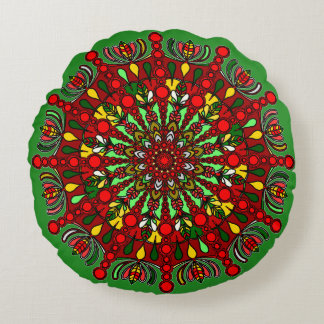 Coussin de sol mandala de Noël - Dessin à la main