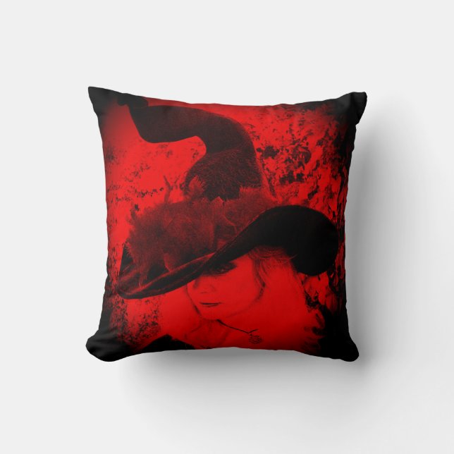 Coussin de sorcière rouge Pagan Wiccan Cushion (Recto)