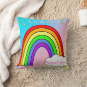 Coussin de souvenir d'arc-en-ciel de fille de bébé (Couverture)
