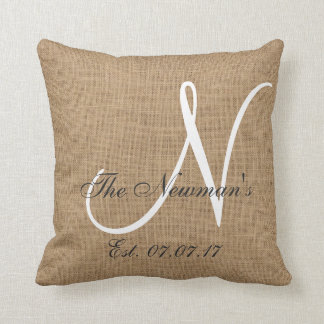 Coussin de souvenir de famille de monogramme de