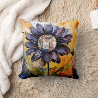 Coussin de souvenir de fleur de marguerite violett