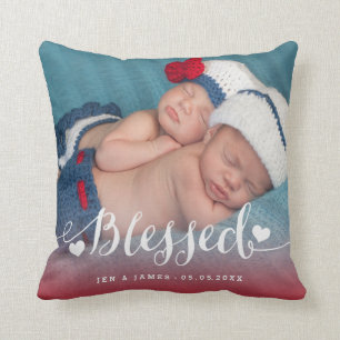 Coussin de souvenir de photo de naissance de bébé