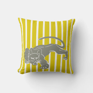 Coussin de stripe Golden Poppy avec Leopard