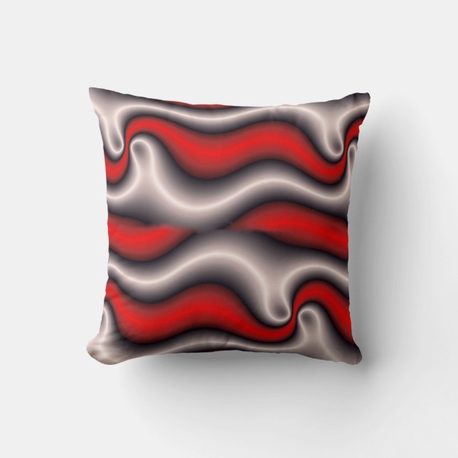 Coussin de style abstrait moderne, noir, blanc et  (Recto)