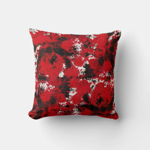 Coussin de style abstrait moderne, noir, rouge & b