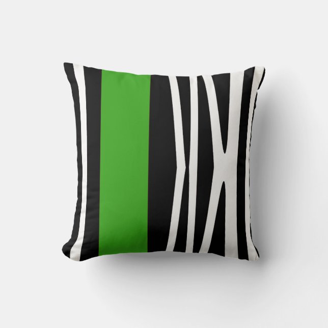 Coussin de style abstrait moderne, noir & vert (Recto)