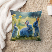 Coussin de style aquarelle Blue Bunny Garden (Couverture)